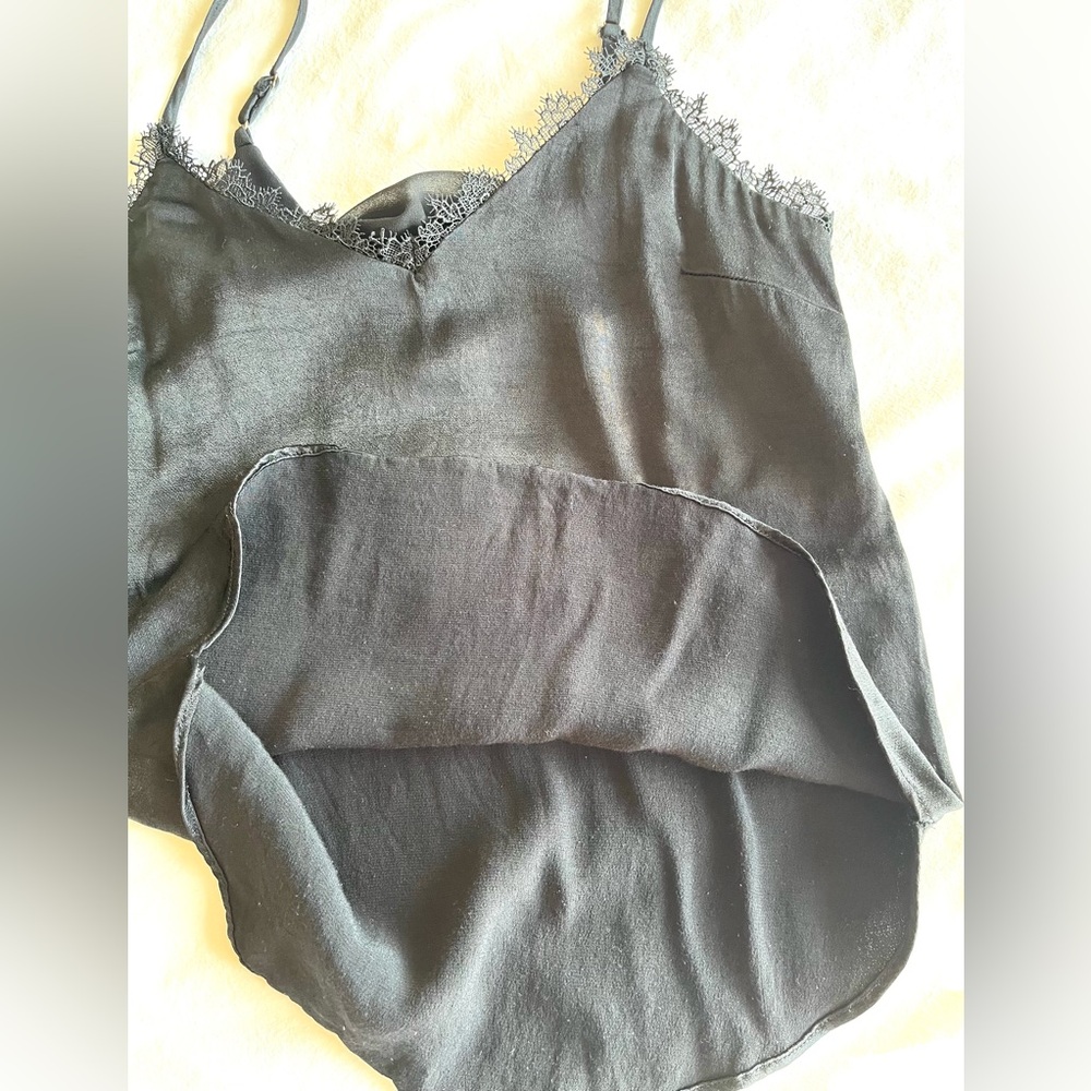 Floreat by Anthropologie Black Lace Trim Cami Silky Slip Whimsigoth Feminine, XS - Picture 9 of 14